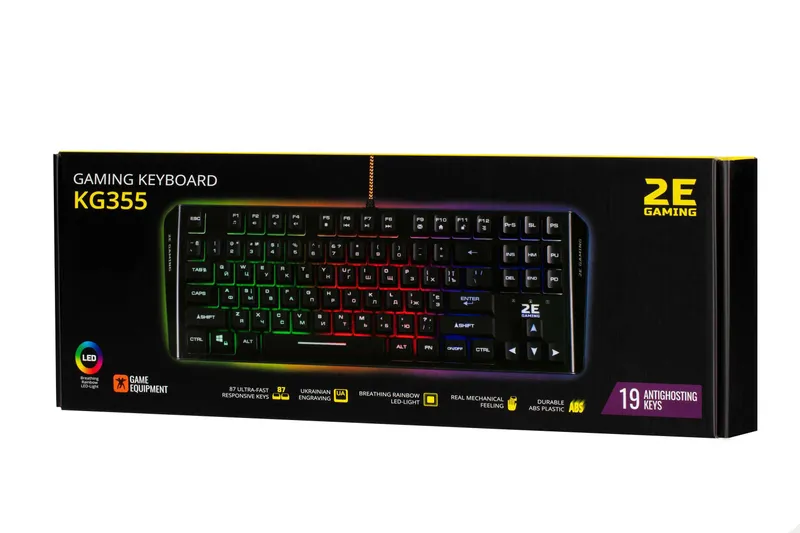 } Клавиатура игровая 2E GAMING KG355 LED 87key USB Black Ukr 1