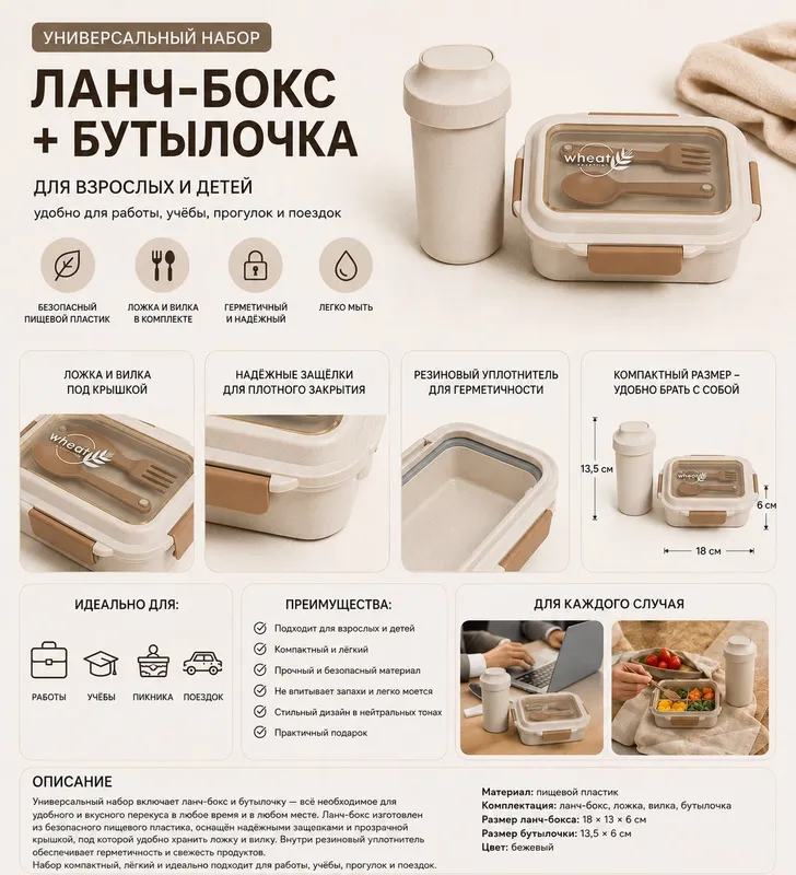 Контейнер для еды и стакан с крышкой 2
