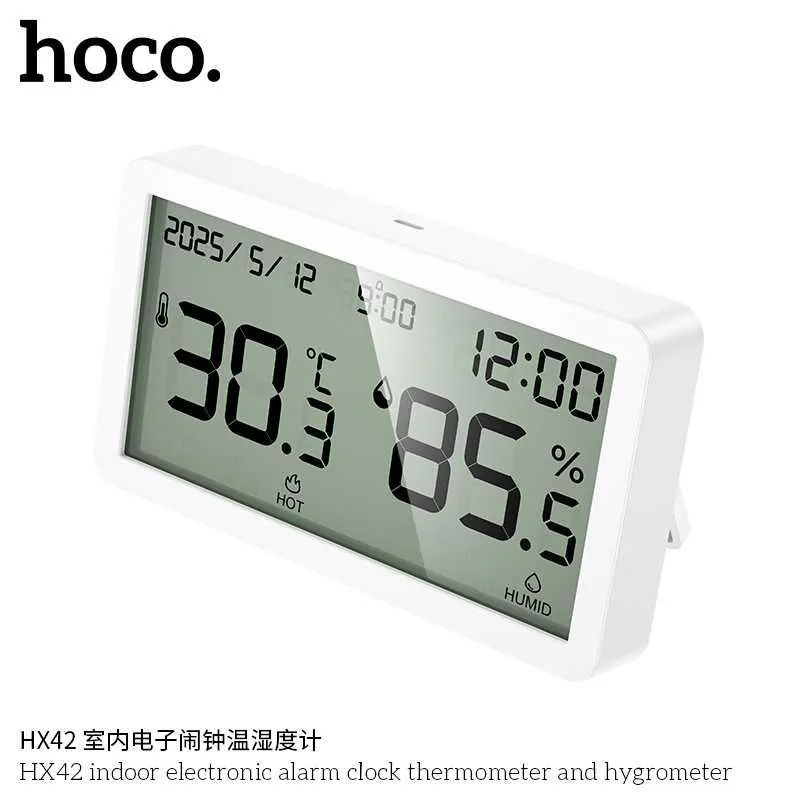 Hoco HX42 Электронные часы-термометр-гигрометр с будильником — фото 5