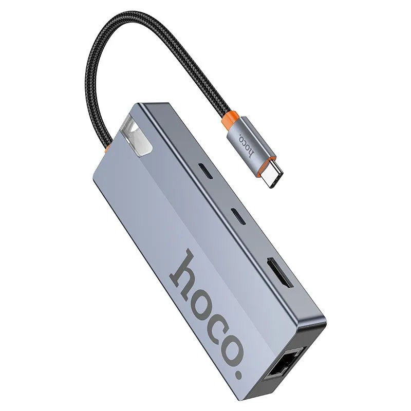USB-C Хаб HOCO HB52 Wow 8 в 1, HDMI 4K 60Hz, RJ45, PD 100W — фото 3