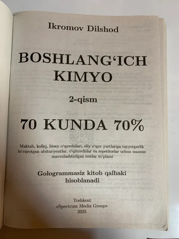 Kimyo 70 kunda 70% Ikromov Dilshod Botirovinch 4