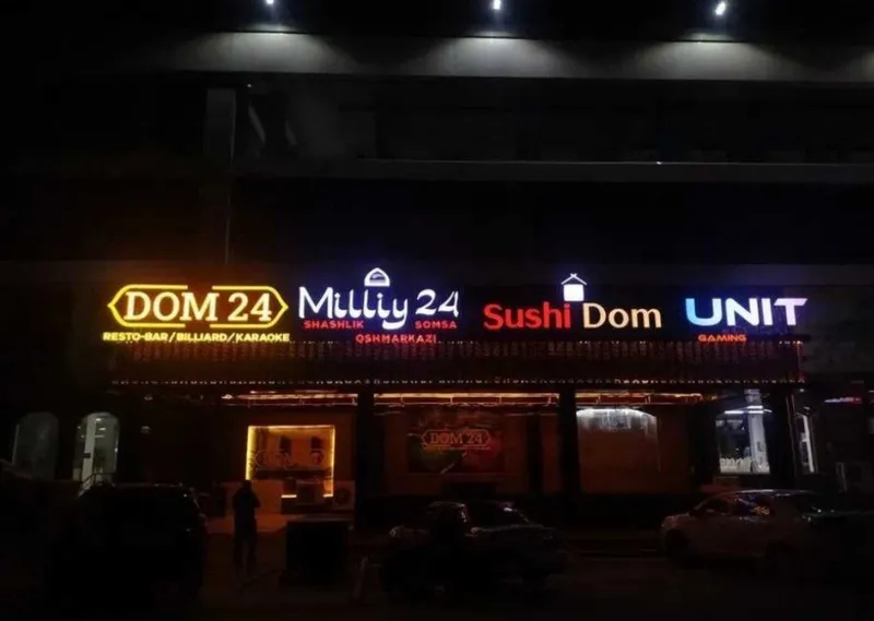 Reklama banner, LED yozuv, bortma harflar — BEPUL o‘rnatish