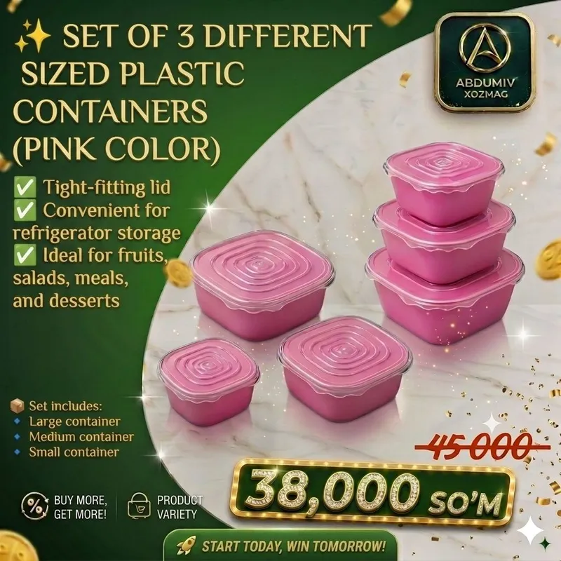 3 xil PUSHTI PLASTMAS KANTINERLAR - ABDUMIV XOZMAG — фото 2