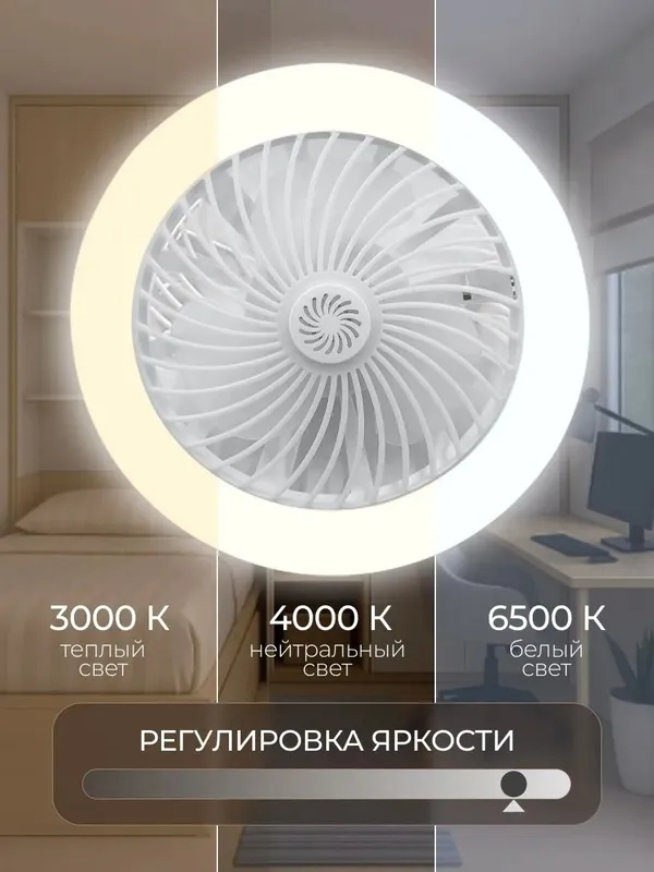 Люстра потолочная с вентилятором и пультом E27 — фото 2
