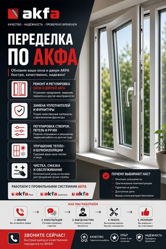 Выполняем качественную переделку и обслуживание окон и дверей AKFA люб