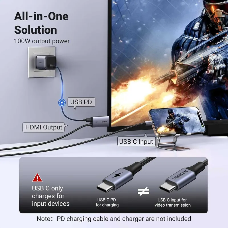 Новинка! Переходник кабель Ugreen USB Type-C to HDMI 4K60Hz с PD 100W — фото 4