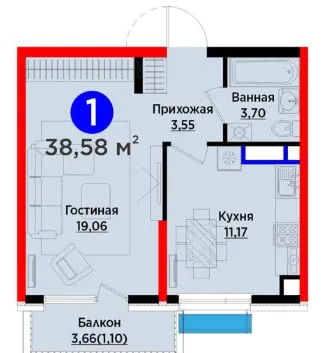Мафтун Маккон •1комн-38,58м2• Ключи \Кадастр сразу — фото 1