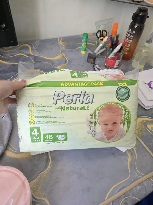 Детские подгузники Perla Natural 4 Maxi (7–18 кг), 46 шт. Новые!
