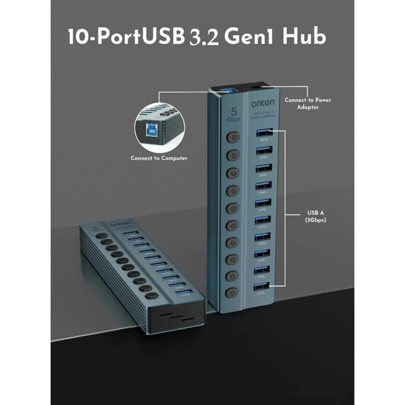 Onten OTN-5308 USB-хаб 10 портов 3.0 2