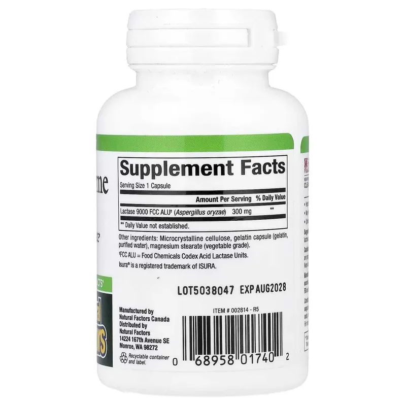 Natural Factors, фермент лактаза, 300 мг, 60 капсул (Lactase enzyme) 2 Natural Factors, фермент лактаза, 300 мг, 60 капсул (Lactase enzyme) 2
