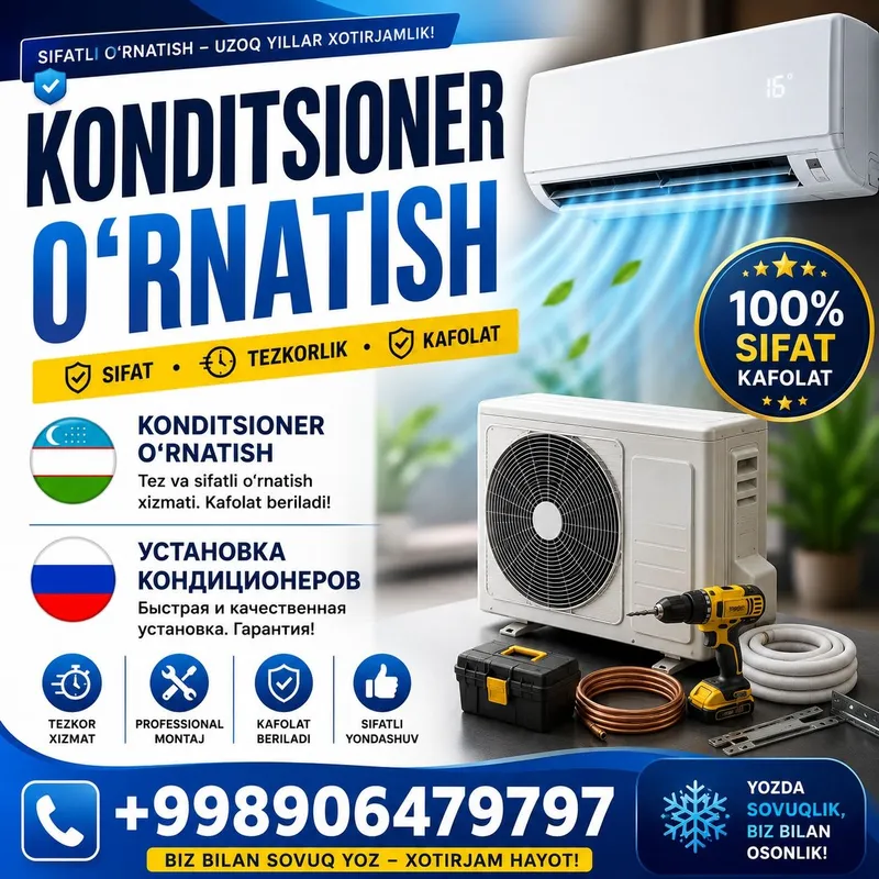 Konditsioner o‘rnatish xizmati Konditsioner o‘rnatish xizmati