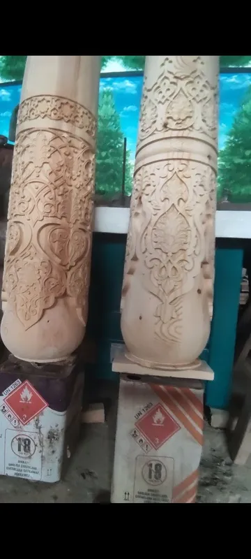 Milliy ustunlar tayyorlash hizmati yogʻoch ustunlar naqshli ustunlar 3
