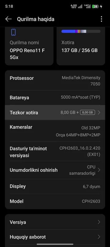 OPPO RENO 11F