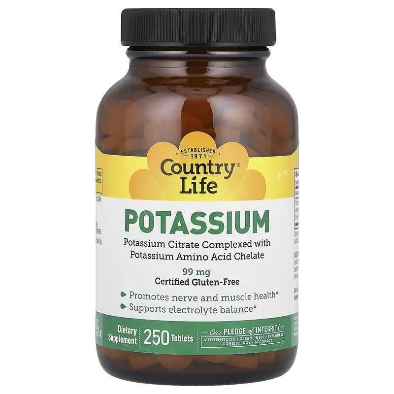 Country Life Potassium kaliy Калий, 99 мг, 250 таблеток 1 Country Life Potassium kaliy Калий, 99 мг, 250 таблеток 1