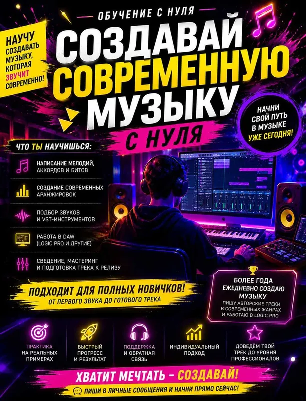 Научу создавать современную музыку с нуля