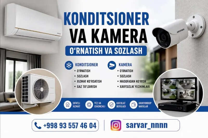 Konditsioner o‘rnatamiz. Установка кондиционера.
