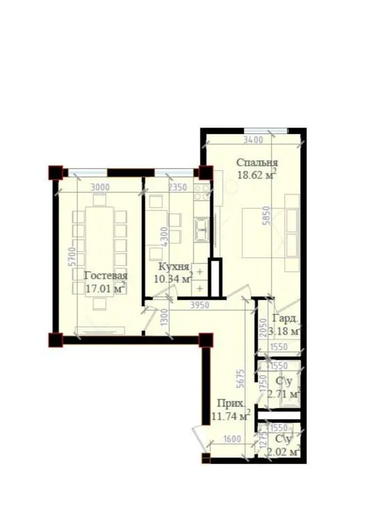 3-комнатная квартира в ЖК Mavera Town 1 3-комнатная квартира в ЖК Mavera Town 1