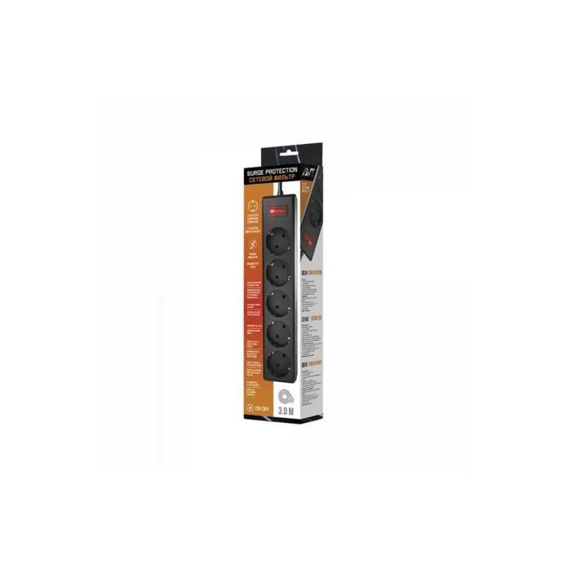 AVT tarmoq filtri / Qora / 1,8 m, 3 m, 5 m / 10 A / 5 dona 2 AVT tarmoq filtri / Qora / 1,8 m, 3 m, 5 m / 10 A / 5 dona 2
