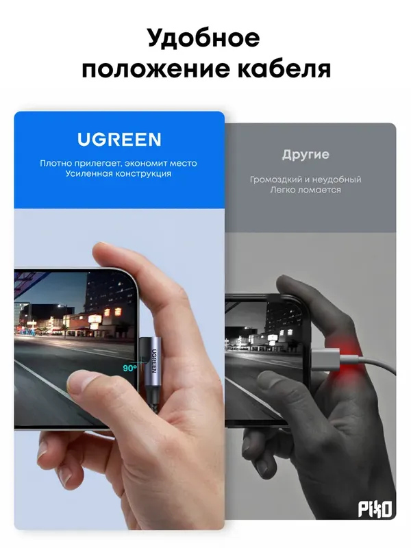UGREEN USB-C кабель 100W 90° 2м — фото 4