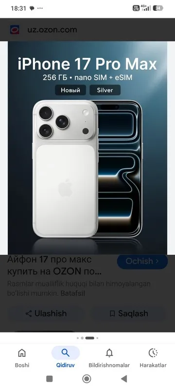 iPhone 17 Pro Max 256GB Silver