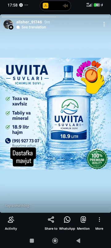 assalomu alaykum toza filtirladan oʻtgan suvi — фото 1