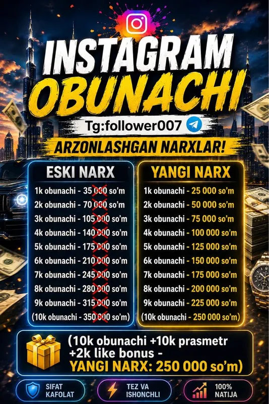 Nakrutka xizmati Skidkada Instagram Telegram YouTube TikTok