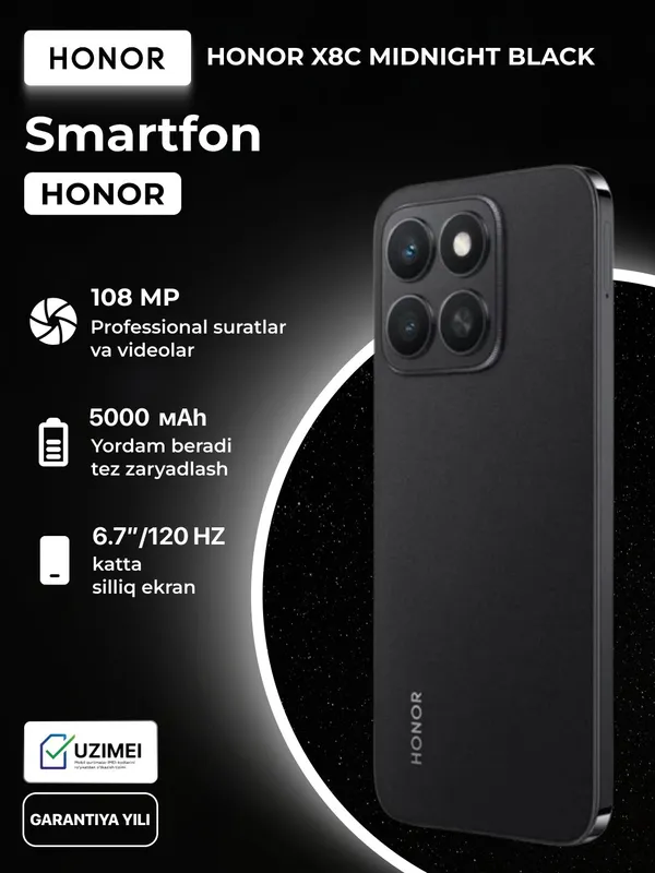 Смартфон Honor X8c 8/128GB Midnight Black 6 Смартфон Honor X8c 8/128GB Midnight Black 6