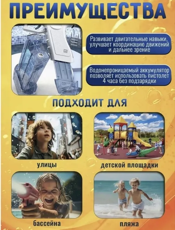 водяное пистолет Glock water gun. ХИТ ЛЕТА! Доставка есть! — фото 3