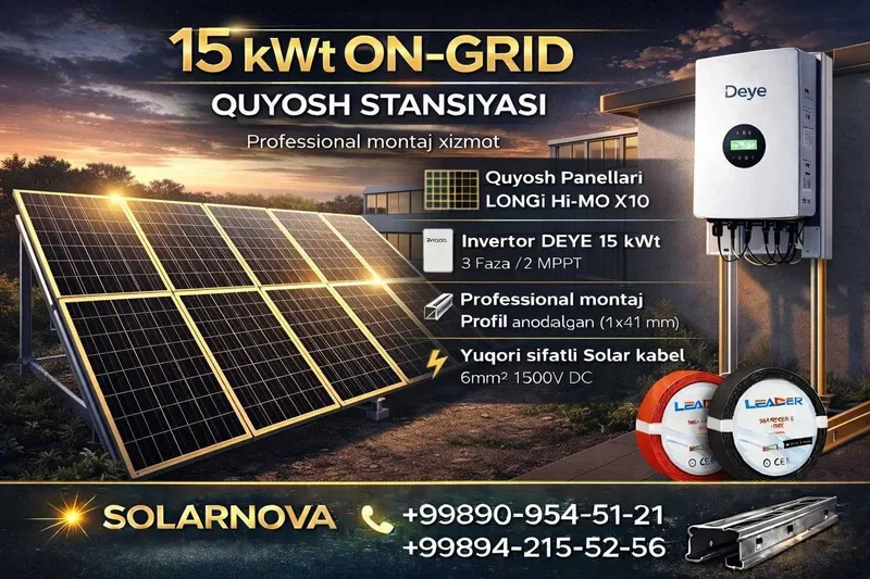 15kw On Grid Quyosh stansiyasi