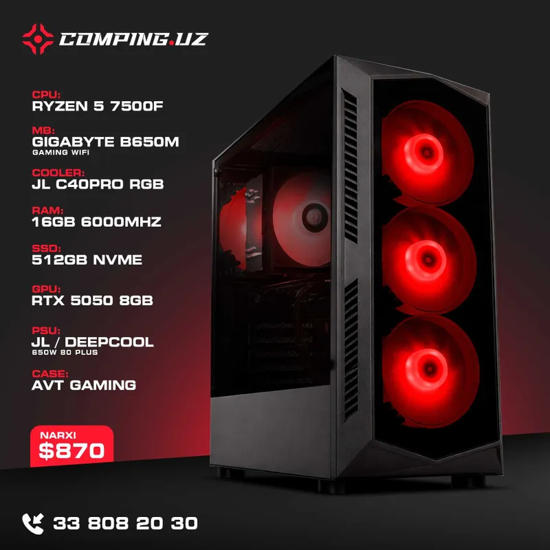 Ryzen 5 7500F / 16GB 6000MHz / 512Gb NVMe / RTX5050 8Gb