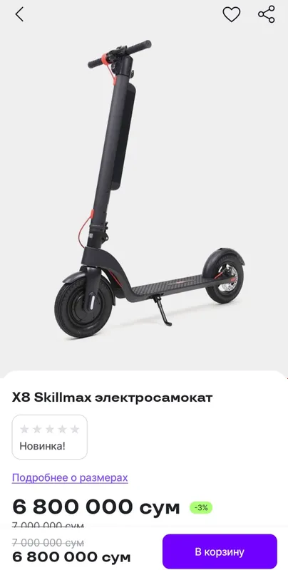 Электрический Самокат название Skillmax X8 1
