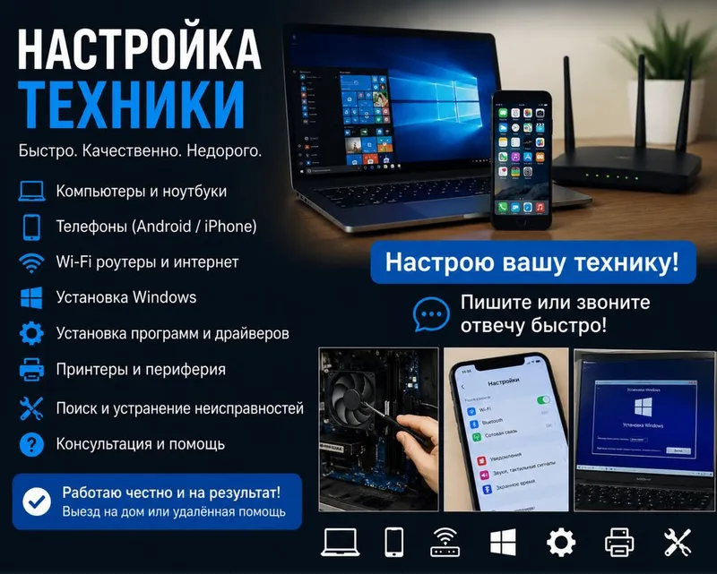 Настройка компьютеров, телефонов и другой техники
