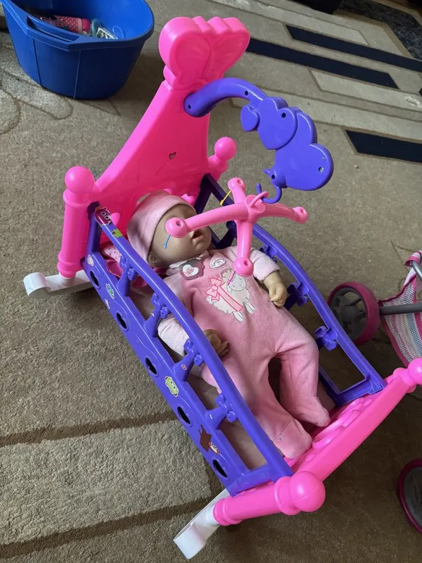 Коляска, кроватка для кукол, интерактивная кукла baby Annabelle — фото 3