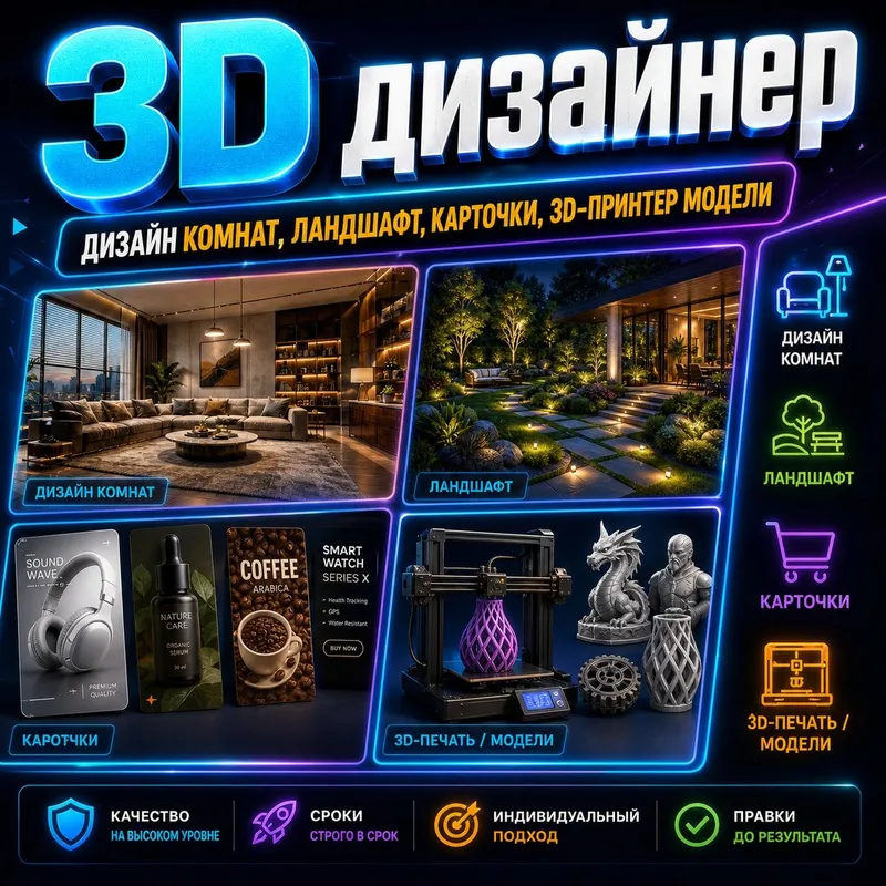 3D-дизайнер | Модели для игр, интерьеры, здания, анимация