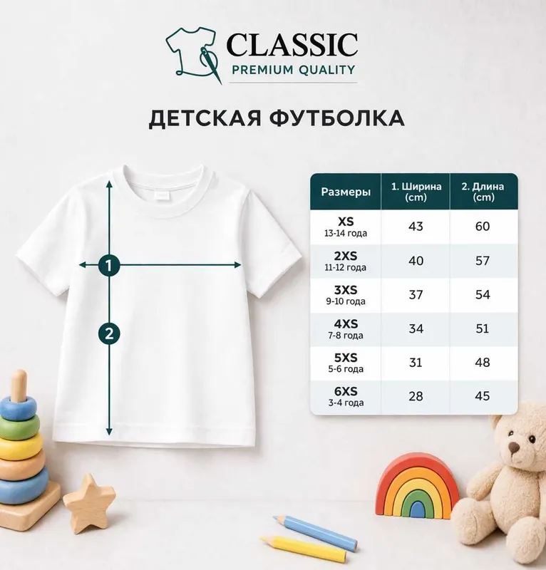 Детские Футболки CLASSIC Premium Quality — 100% Хлопок — фото 7