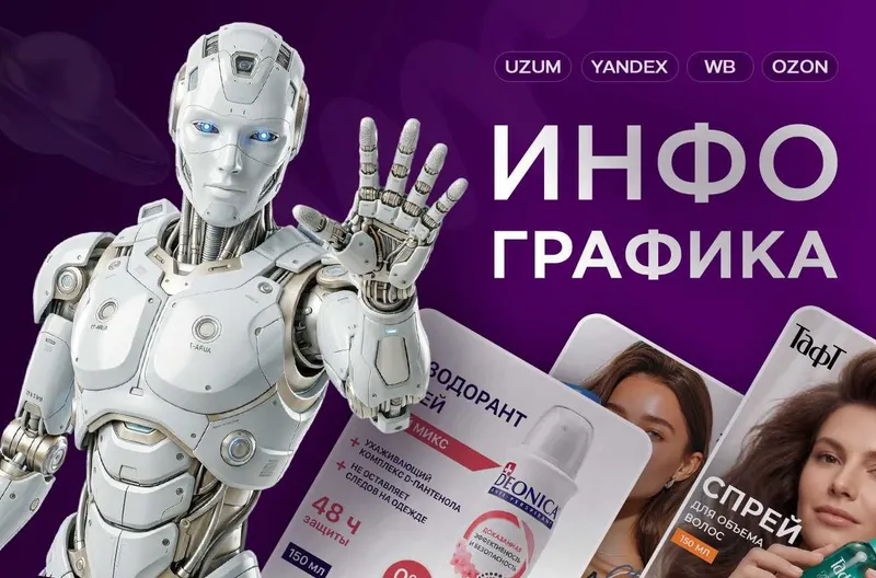 Инфографика для Uzum, WB, Ozon, Yandex. Дизайн карточки товара