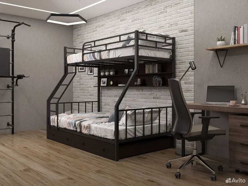 Двухъярусная кровать Loft krovat темир крават metal kalavat Лофт 1 Двухъярусная кровать Loft krovat темир крават metal kalavat Лофт 1
