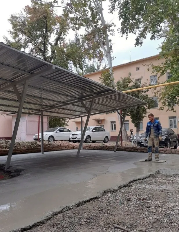 Заливка Стяжка во дворе, Парковка. Бетонирования