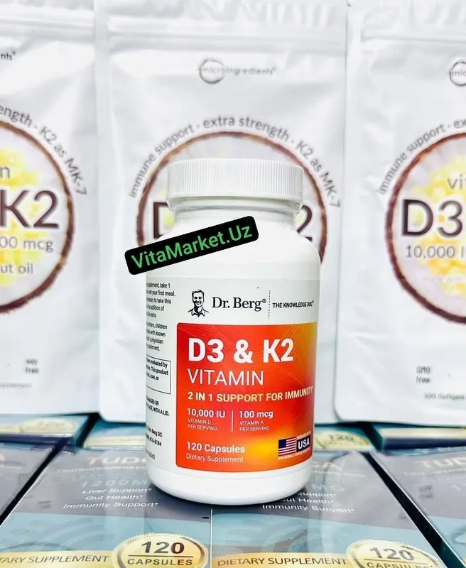 Витамин д3 к2, 10000 IU 120 капс, d3+k2, d3, Dr Berg, zinc magnesium