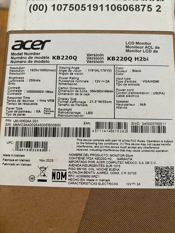 Монитор Acer KB220Q 22inch FullHD 100Hz 2