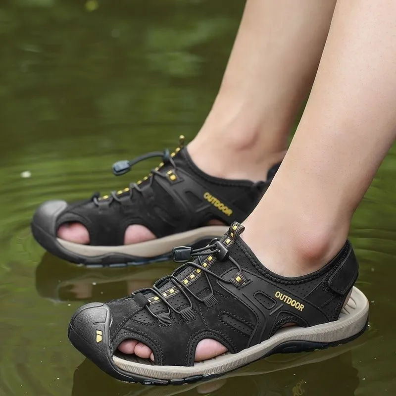 Мужские кожаные сандалии Outdoor / Треккинговые босоножки (Размер 45) 2