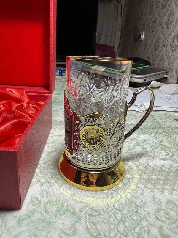 Подстаканник Почётный железнодорожник Узбекистана — фото 1