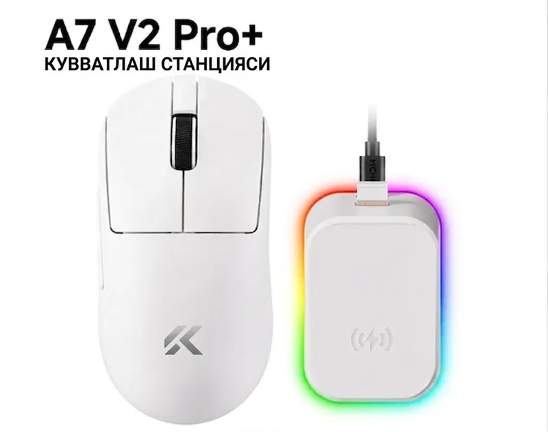 MCHOSE A7 V2 Pro+ — yengil simsiz gaming sichqoncha (tri-mode)