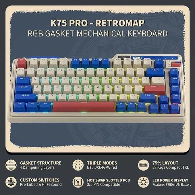 Продам механическую клавиатуру Royal Kludge Kzzi K75 PRO