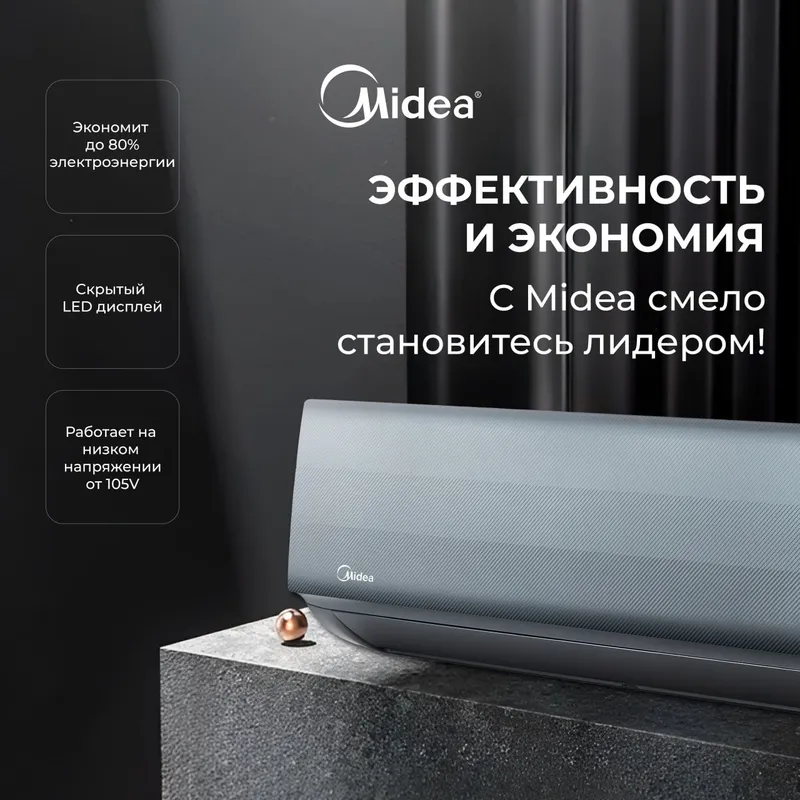 Кондиционер Midea Naomi 9|12|18|24 INVERTER LowVoltage.Стильный дизайн — фото 4