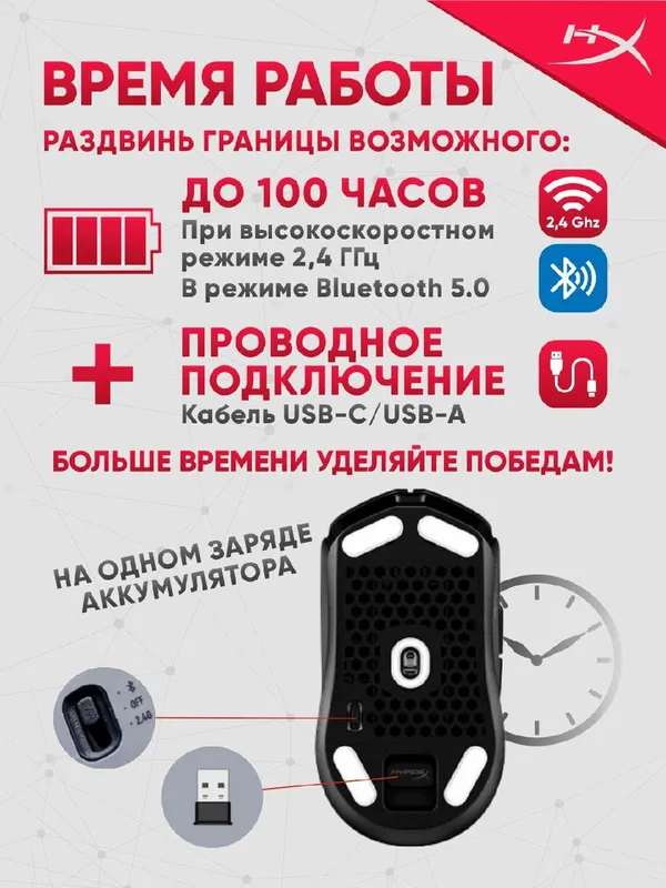 Игровая беспроводная мышь HyperX Pulsefire Haste 2 Mini, 26000 DPI — фото 3