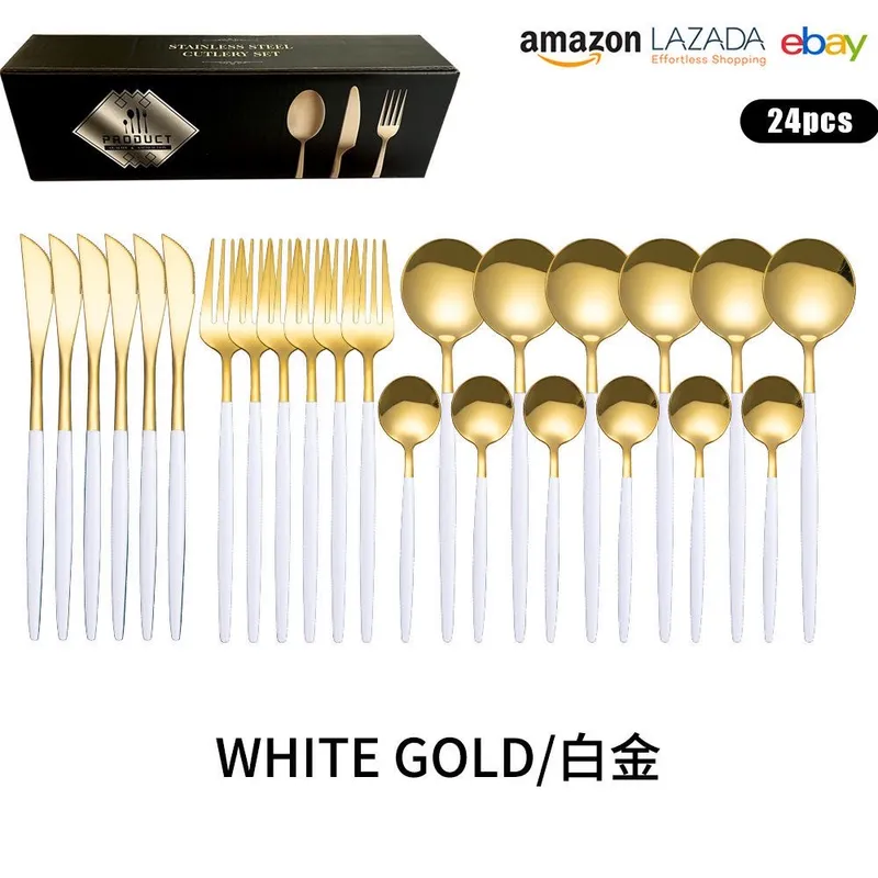 Столовые приборы 24 предмета White Gold набор 3 Столовые приборы 24 предмета White Gold набор 3