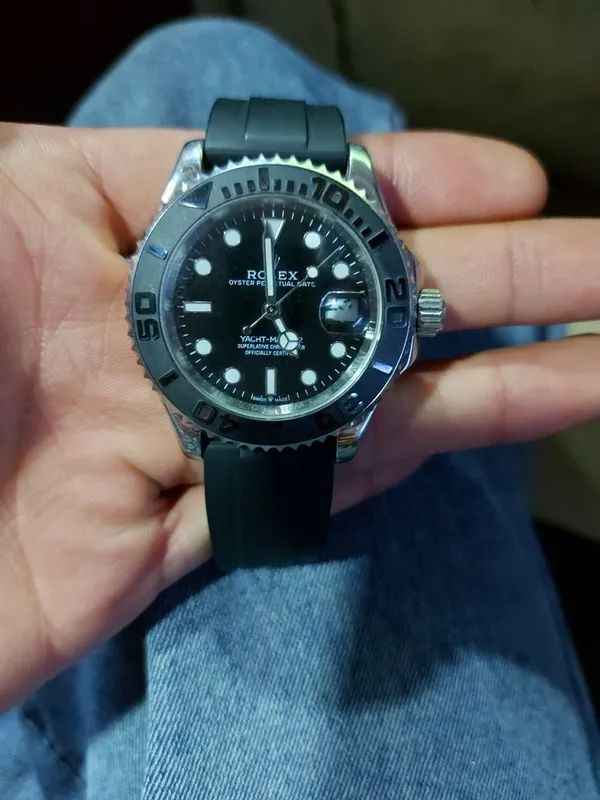 Мужские наручные часы Rolex Yacht-Master 42 (Black/Silver)