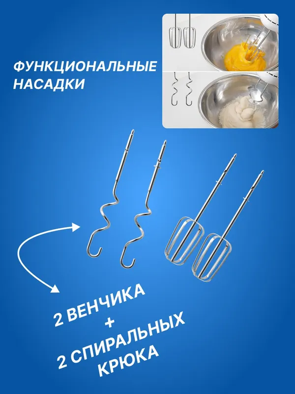 Миксер Panasonic MK-GH3WTQ, ручной, 175Вт, 5 скоростей, белый — фото 2 Миксер Panasonic MK-GH3WTQ, ручной, 175Вт, 5 скоростей, белый — фото 2