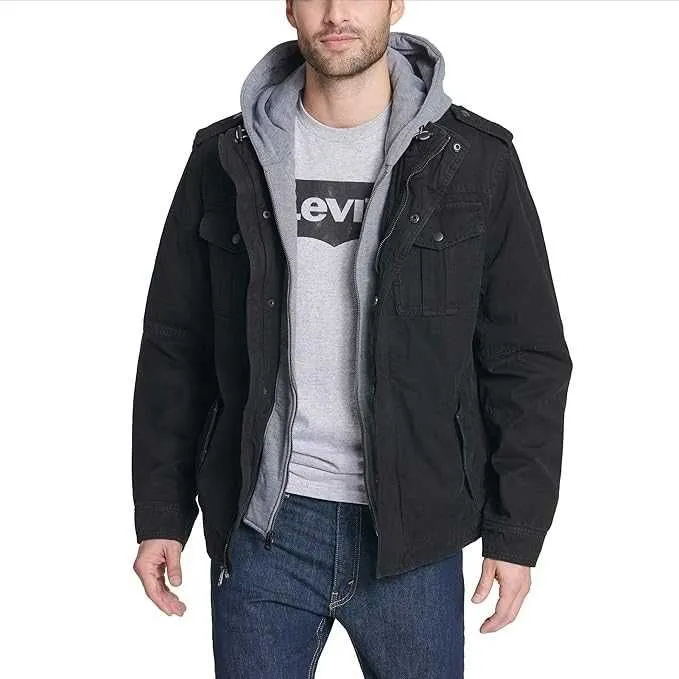 Levi's Men's Washed Cotton Hooded Military Jacket — фото 1